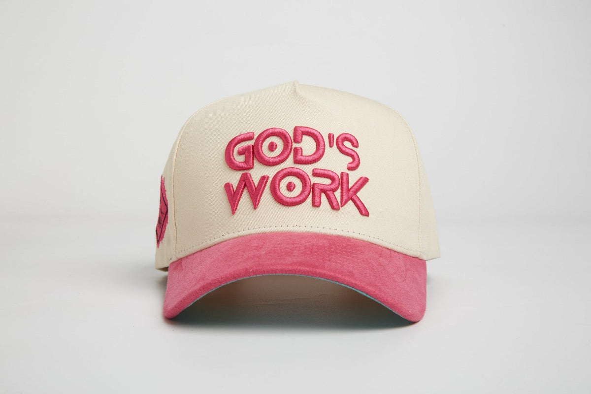 God’s Work- Signature Series Suede Hot Pink & Teal Snap-Back