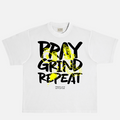 Pray Grind Repeat- White/Black/Yellow Graffiti T-Shirt
